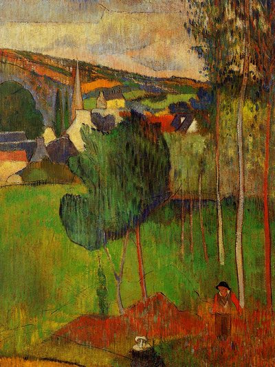 View of Pont-Aven from Lezaven by Paul Gauguin